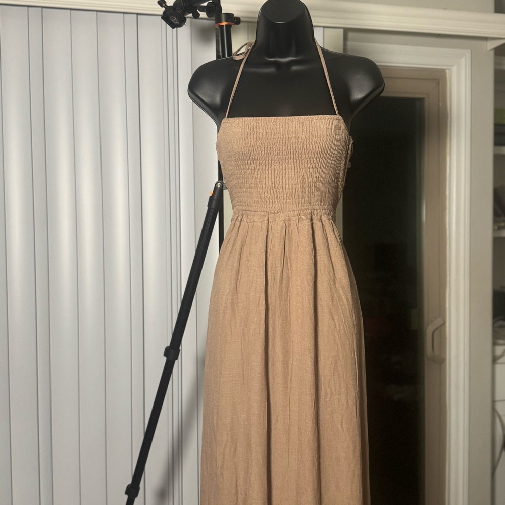 Elegant Tan Maxi Dress